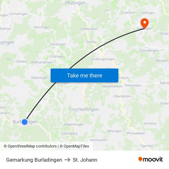 Gemarkung Burladingen to St. Johann map