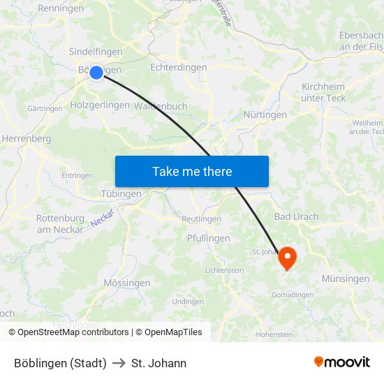 Böblingen (Stadt) to St. Johann map