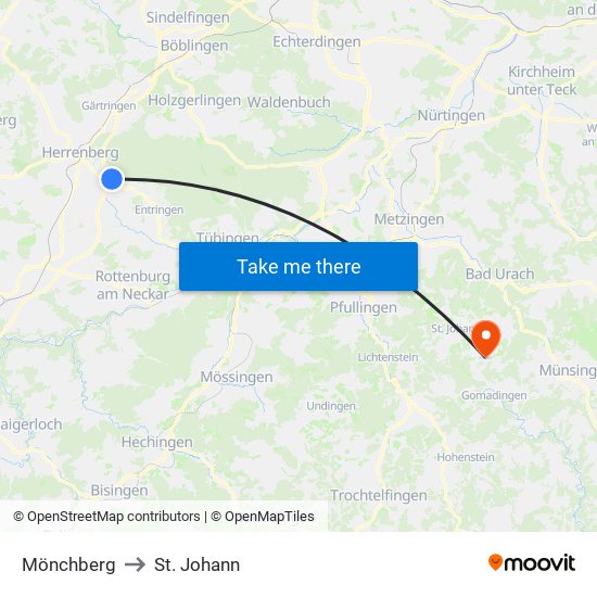 Mönchberg to St. Johann map