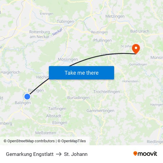 Gemarkung Engstlatt to St. Johann map