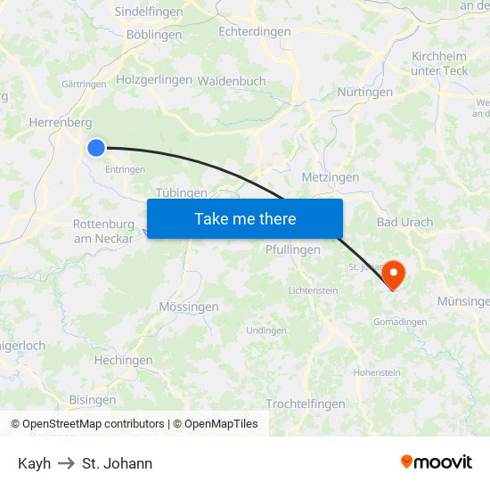 Kayh to St. Johann map