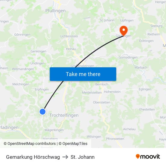 Gemarkung Hörschwag to St. Johann map