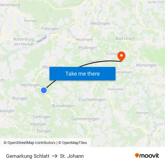 Gemarkung Schlatt to St. Johann map