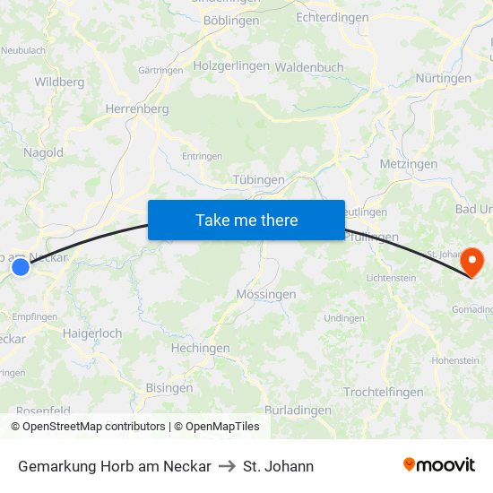 Gemarkung Horb am Neckar to St. Johann map