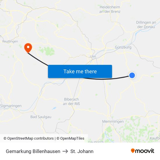 Gemarkung Billenhausen to St. Johann map