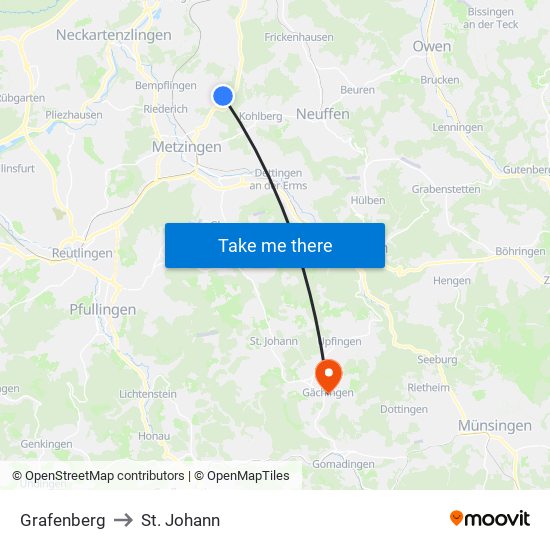 Grafenberg to St. Johann map