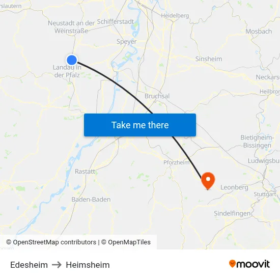 Edesheim to Heimsheim map