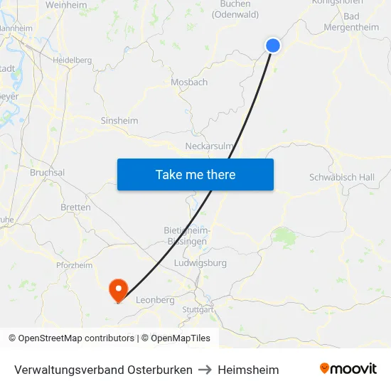 Verwaltungsverband Osterburken to Heimsheim map