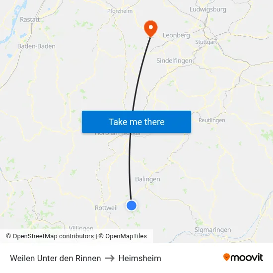 Weilen Unter den Rinnen to Heimsheim map