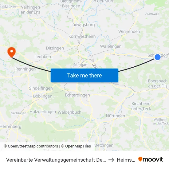 Vereinbarte Verwaltungsgemeinschaft Der Stadt Schorndorf to Heimsheim map