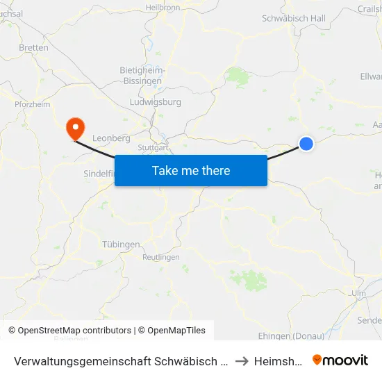 Verwaltungsgemeinschaft Schwäbisch Gmünd to Heimsheim map