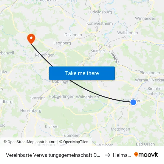 Vereinbarte Verwaltungsgemeinschaft Der Stadt Nürtingen to Heimsheim map