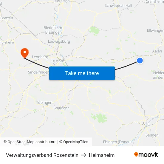Verwaltungsverband Rosenstein to Heimsheim map