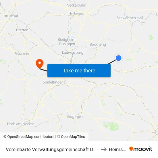 Vereinbarte Verwaltungsgemeinschaft Der Stadt Welzheim to Heimsheim map