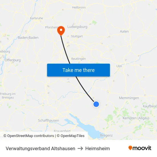 Verwaltungsverband Altshausen to Heimsheim map