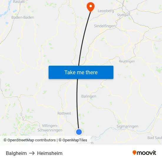 Balgheim to Heimsheim map