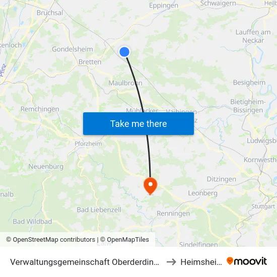 Verwaltungsgemeinschaft Oberderdingen to Heimsheim map