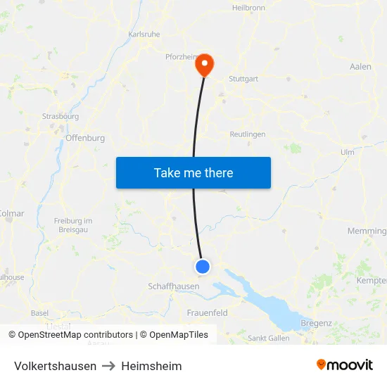 Volkertshausen to Heimsheim map