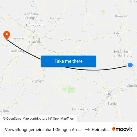 Verwaltungsgemeinschaft Giengen An Der Brenz to Heimsheim map