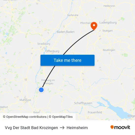 Vvg Der Stadt Bad Krozingen to Heimsheim map