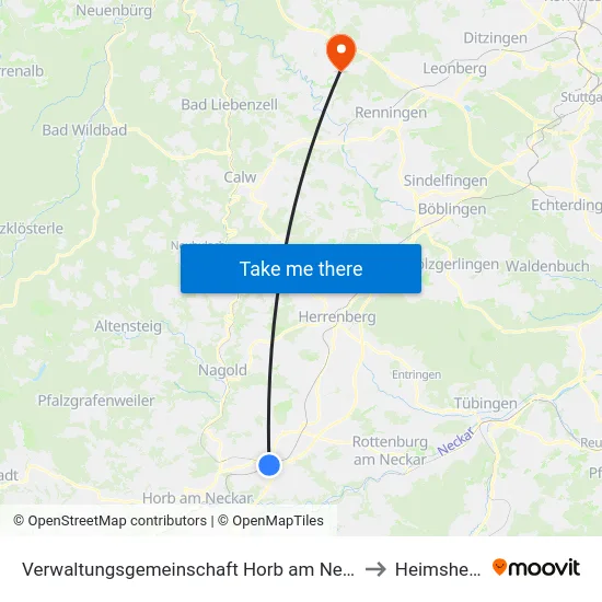Verwaltungsgemeinschaft Horb am Neckar to Heimsheim map