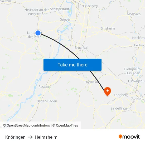 Knöringen to Heimsheim map