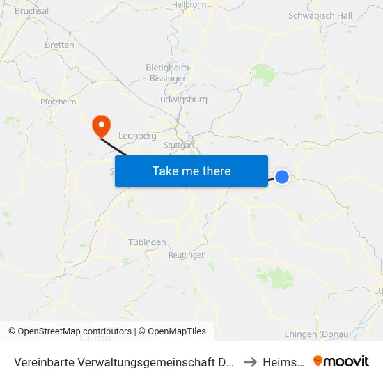 Vereinbarte Verwaltungsgemeinschaft Der Stadt Uhingen to Heimsheim map