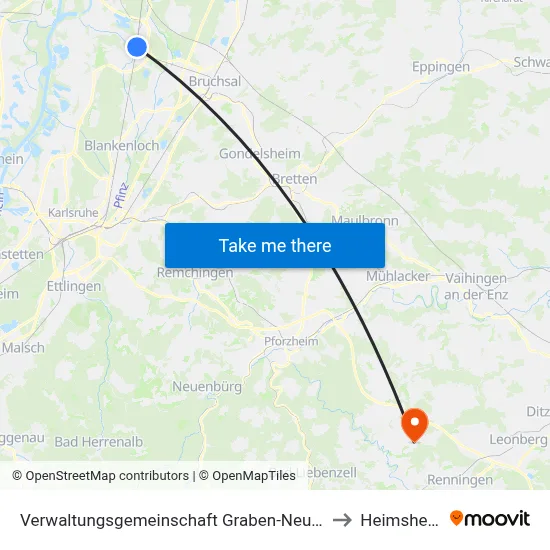 Verwaltungsgemeinschaft Graben-Neudorf to Heimsheim map