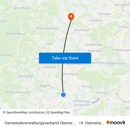 Gemeindeverwaltungsverband Oberes Gäu to Heimsheim map