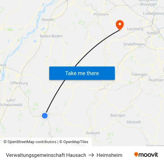 Verwaltungsgemeinschaft Hausach to Heimsheim map
