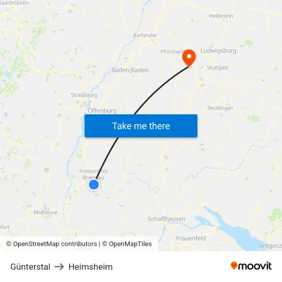 Günterstal to Heimsheim map