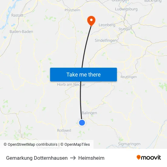 Gemarkung Dotternhausen to Heimsheim map