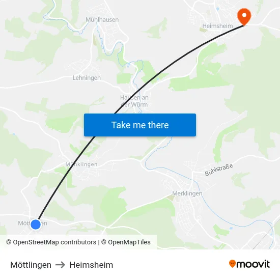 Möttlingen to Heimsheim map