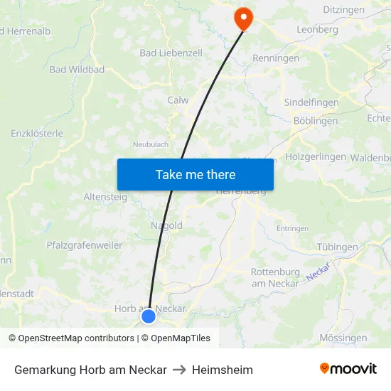 Gemarkung Horb am Neckar to Heimsheim map