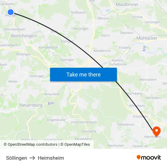 Söllingen to Heimsheim map