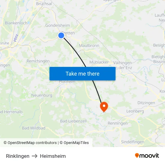 Rinklingen to Heimsheim map