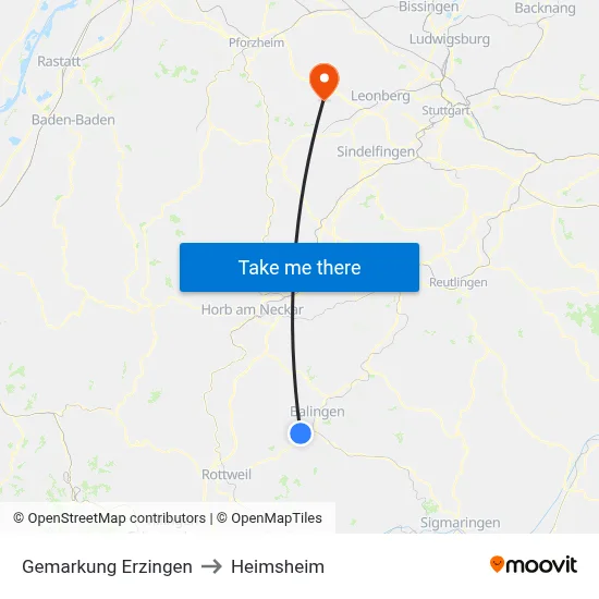 Gemarkung Erzingen to Heimsheim map