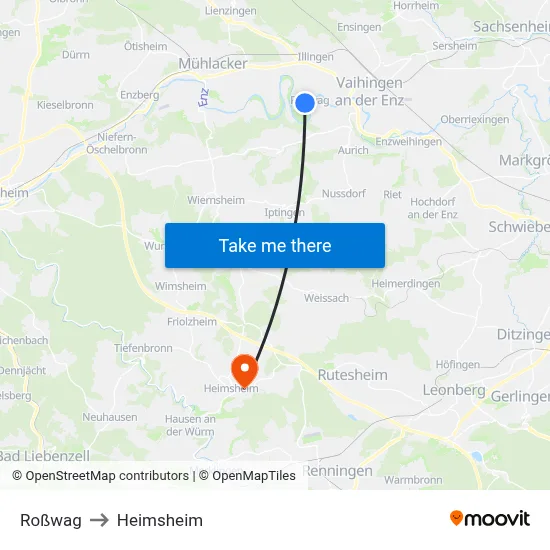Roßwag to Heimsheim map
