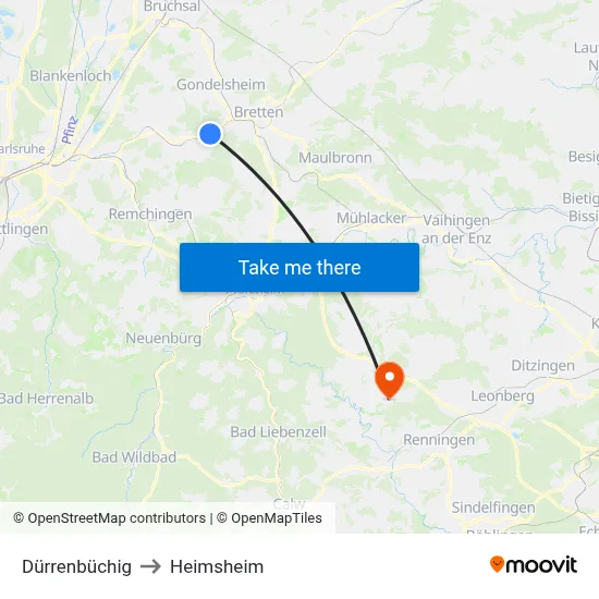 Dürrenbüchig to Heimsheim map
