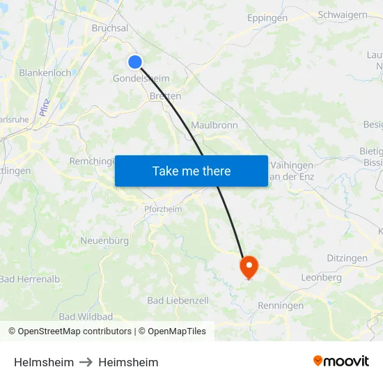 Helmsheim to Heimsheim map