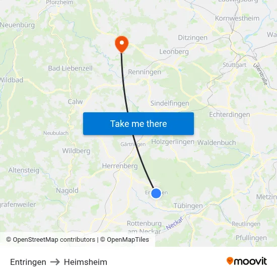 Entringen to Heimsheim map