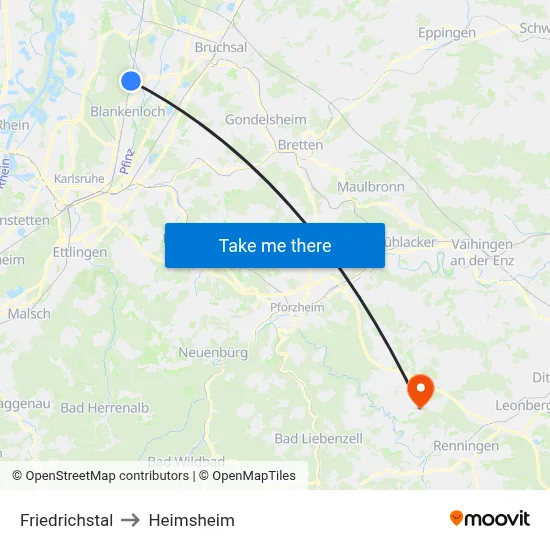 Friedrichstal to Heimsheim map