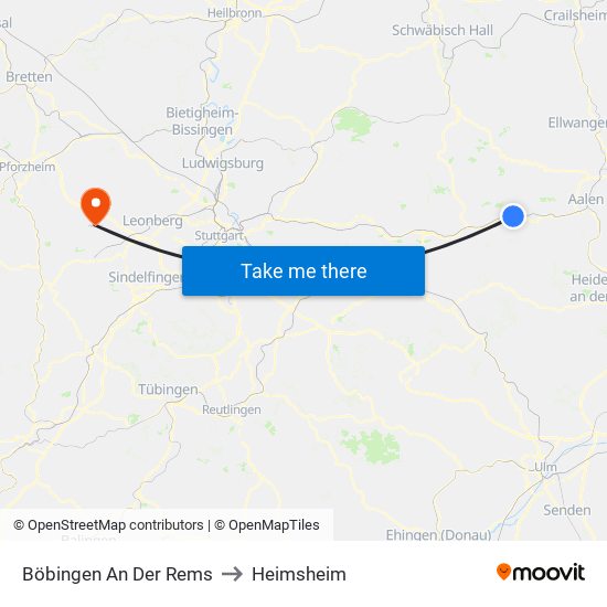 Böbingen An Der Rems to Heimsheim map