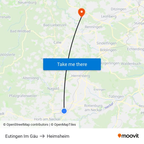 Eutingen Im Gäu to Heimsheim map