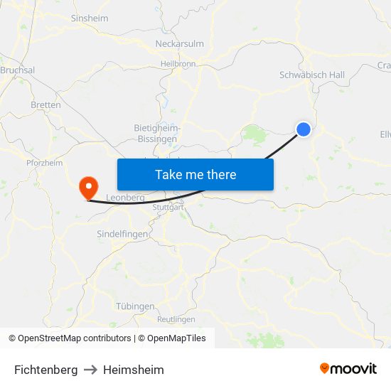 Fichtenberg to Heimsheim map