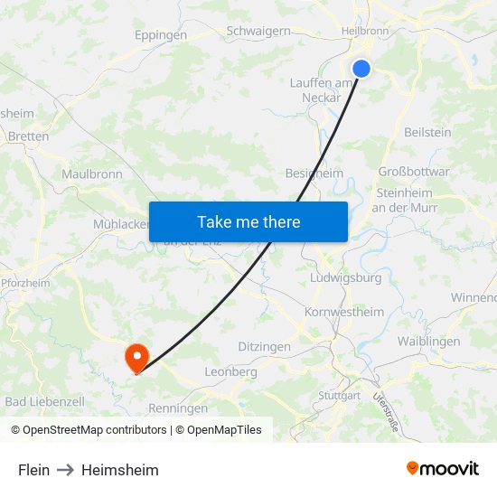 Flein to Heimsheim map