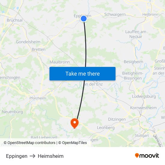 Eppingen to Heimsheim map