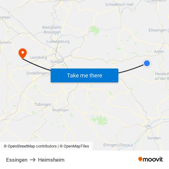 Essingen to Heimsheim map