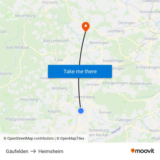 Gäufelden to Heimsheim map