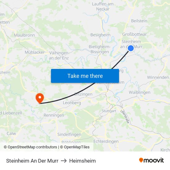 Steinheim An Der Murr to Heimsheim map